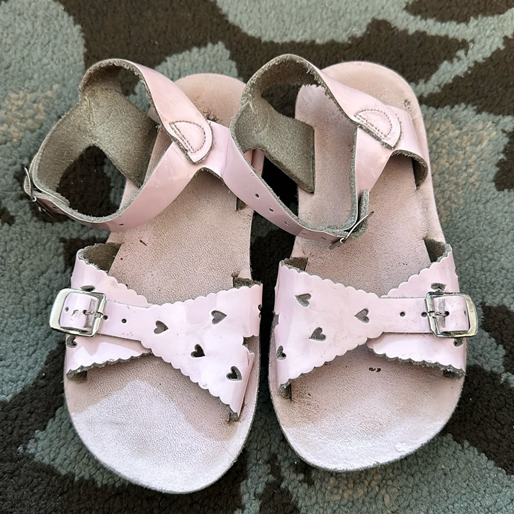 Light pink with heart salt water sandals size 10